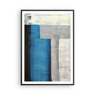 Poster in black frame - Poetic Composition of Blue and Grey - 70x100 cm