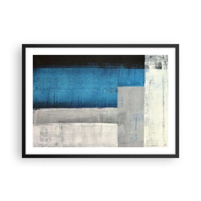 Poster in black frame - Poetic Composition of Blue and Grey - 70x50 cm