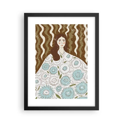 Poster in black frame - Portrait in a Flowery Robe - 30x40 cm