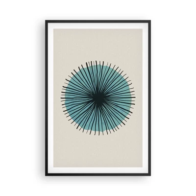 Poster in black frame - Rays on Blue - 61x91 cm