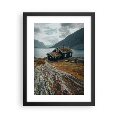 Poster in black frame - Summer House byt the Fjord - 30x40 cm