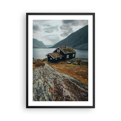 Poster in black frame - Summer House byt the Fjord - 50x70 cm