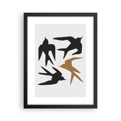 Poster in black frame - Swallows at Play - 30x40 cm