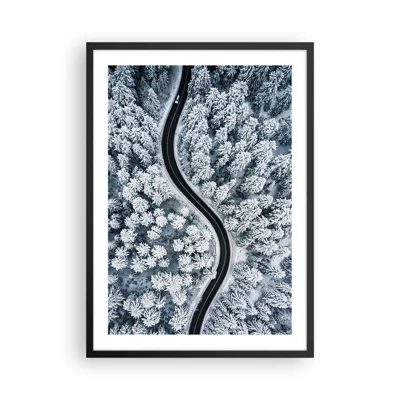 Poster in black frame - Through Wintery Forest - 50x70 cm