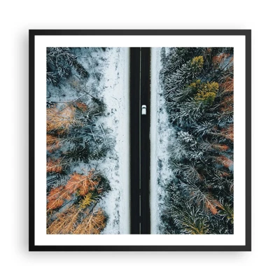 Poster in black frame - Through a Wintery Forest - 60x60 cm