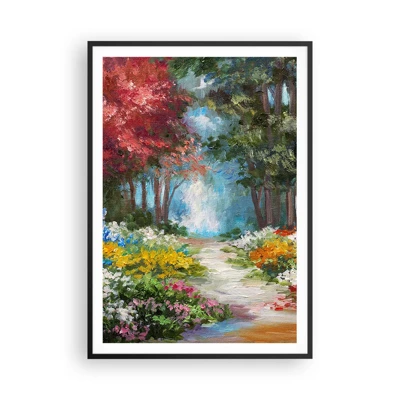 Poster in black frame - Wood Garden, Flowery Forest - 70x100 cm