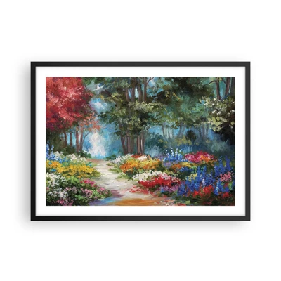 Poster in black frame - Wood Garden, Flowery Forest - 70x50 cm