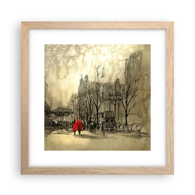 Poster in light oak frame - A Date in London Fog - 30x30 cm