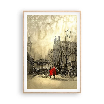 Poster in light oak frame - A Date in London Fog - 70x100 cm