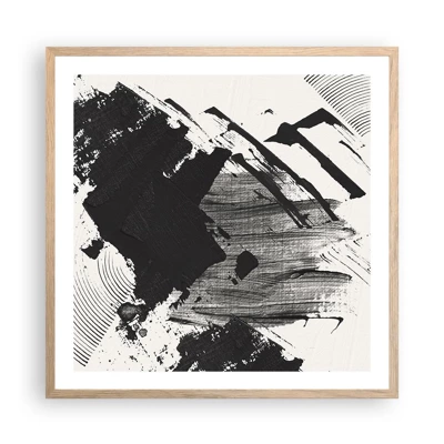 Poster in light oak frame - Abstract - Expression of Black - 60x60 cm