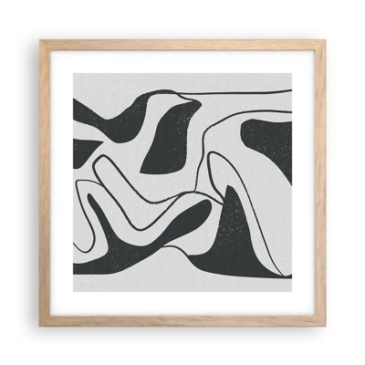 Poster in light oak frame - Abstract Fun in a Maze - 40x40 cm