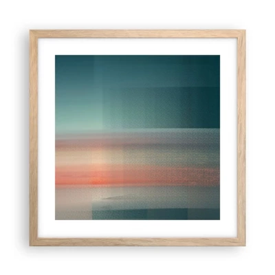 Poster in light oak frame - Abstract: Light Waves - 40x40 cm