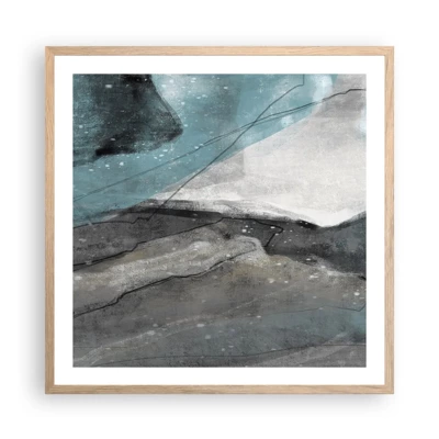 Poster in light oak frame - Abstract: Rocks and Ice - 60x60 cm