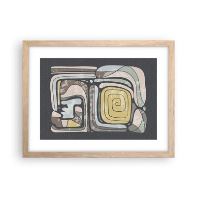 Poster in light oak frame - Abstract in Precolumbian Style  - 40x30 cm