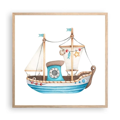 Poster in light oak frame - Ahoy, Adventure! - 60x60 cm