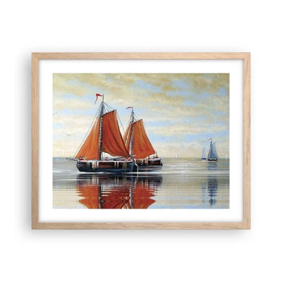 Poster in light oak frame - Ahoy, Sailor, Sail… - 50x40 cm