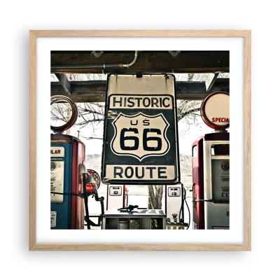 Poster in light oak frame - American Retro Trip - 50x50 cm