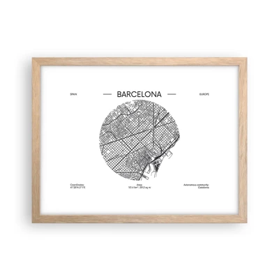 Poster in light oak frame - Anatomy of Barcelona - 40x30 cm