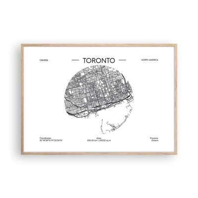 Poster in light oak frame - Anatomy of Toronto - 100x70 cm