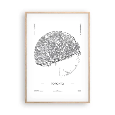 Poster in light oak frame - Anatomy of Toronto - 70x100 cm