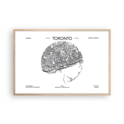 Poster in light oak frame - Anatomy of Toronto - 91x61 cm