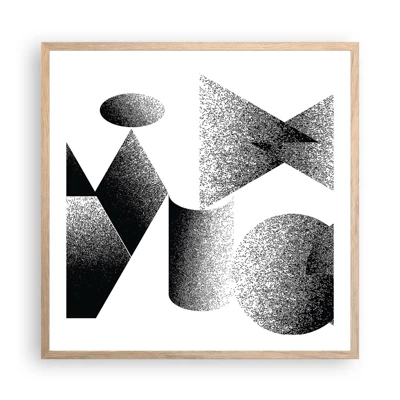 Poster in light oak frame - Angles and Ovals - 60x60 cm