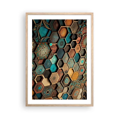 Poster in light oak frame - Arabic Ornaments - Variation - 50x70 cm