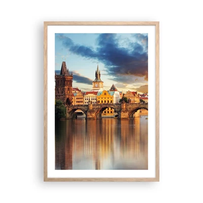 Poster in light oak frame - Beautiful Prague - 50x70 cm