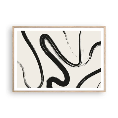 Poster in light oak frame - Black and White Fancy - 100x70 cm