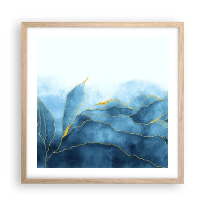 Poster in light oak frame - Blue In Gold - 50x50 cm