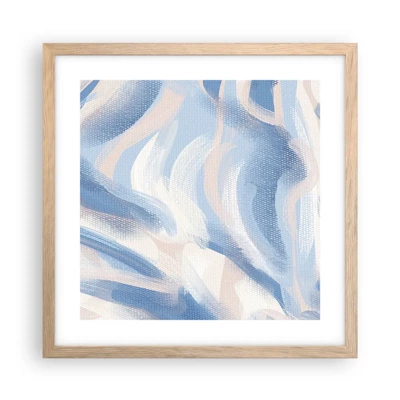 Poster in light oak frame - Blue Waves - 40x40 cm