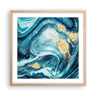 Poster in light oak frame - Blue Whirl - 50x50 cm