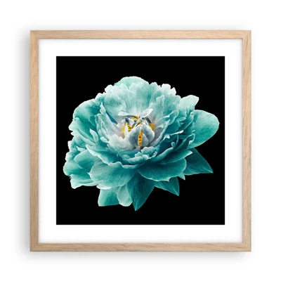 Poster in light oak frame - Blue and Gold Petals - 40x40 cm