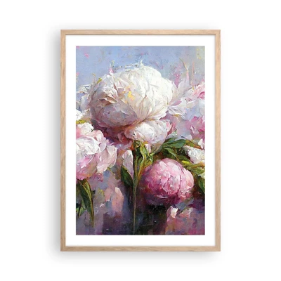 Poster in light oak frame - Bouquet Bubbling with Life - 50x70 cm