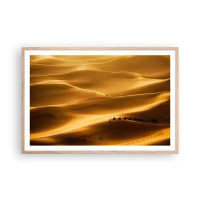 Poster in light oak frame - Caravan on the Waves of a Desert - 91x61 cm