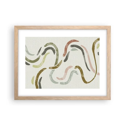 Poster in light oak frame - Cheerful Dance of Abstraction - 40x30 cm