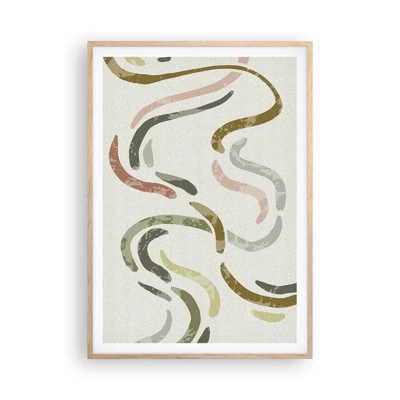 Poster in light oak frame - Cheerful Dance of Abstraction - 70x100 cm