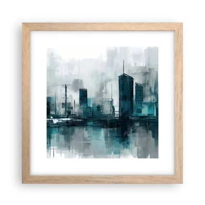 Poster in light oak frame - City in the Colour of Rain - 30x30 cm