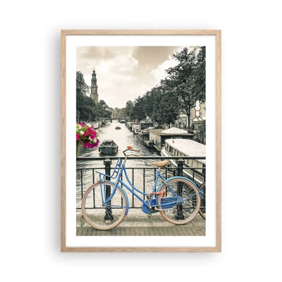 Poster in light oak frame - Colour of a Street in Amsterdam - 50x70 cm