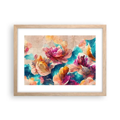 Poster in light oak frame - Colourful Splendour of a Bouquet - 40x30 cm