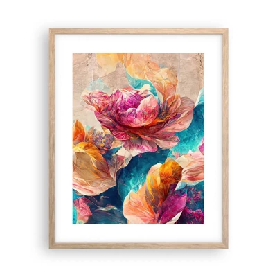 Poster in light oak frame - Colourful Splendour of a Bouquet - 40x50 cm