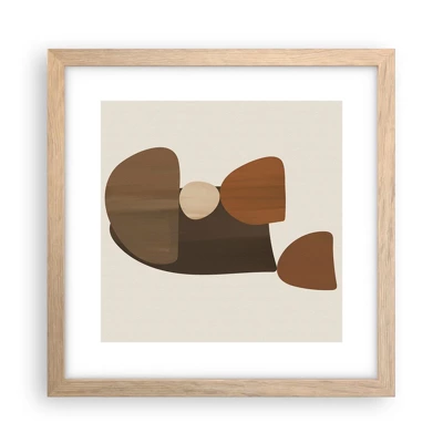 Poster in light oak frame - Composition in Brown - 30x30 cm