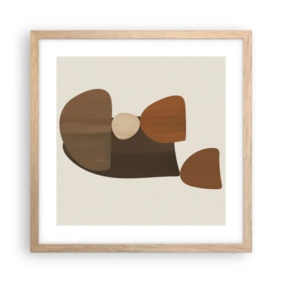 Poster in light oak frame - Composition in Brown - 40x40 cm