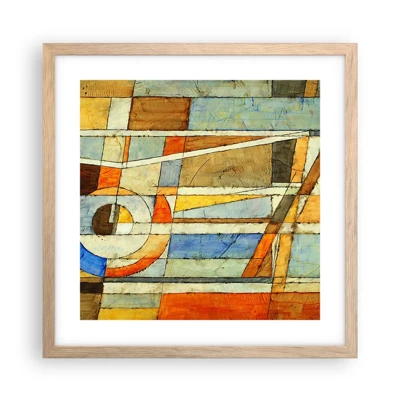 Poster in light oak frame - Cubism on a Construction Site - 40x40 cm