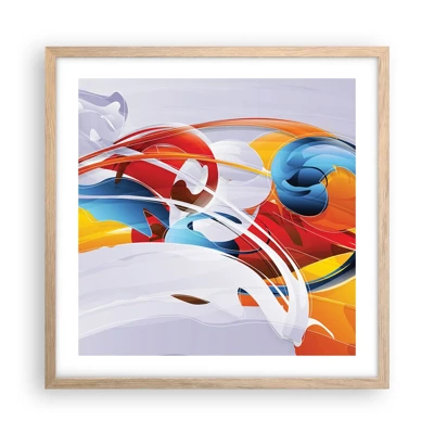 Poster in light oak frame - Dance of Elements - 50x50 cm
