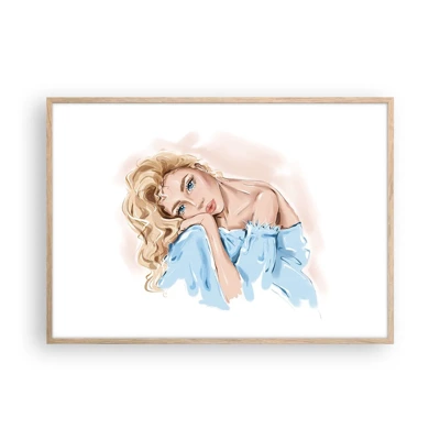 Poster in light oak frame - Dreamy in Blue - 100x70 cm