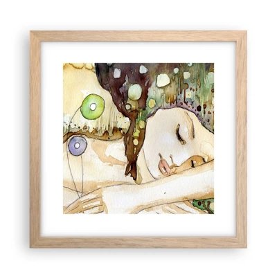 Poster in light oak frame - Emerald and Violet Dream - 30x30 cm