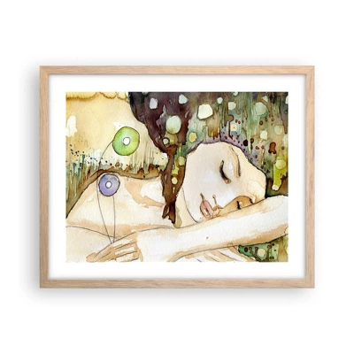 Poster in light oak frame - Emerald and Violet Dream - 50x40 cm