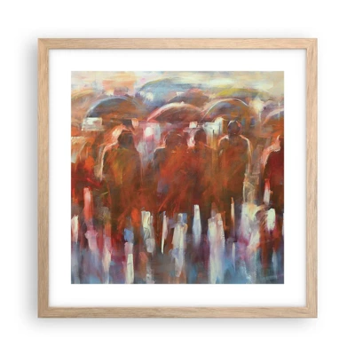 Poster in light oak frame - Equal in Rain and Fog - 40x40 cm