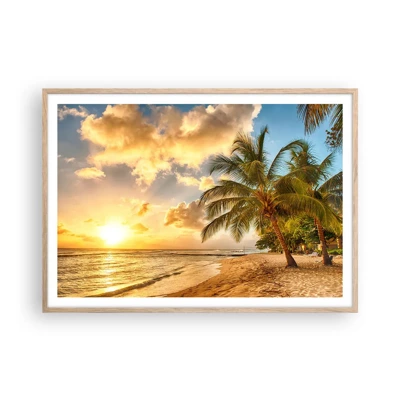 Poster in light oak frame - Eternal Summer, Always Holidays - 100x70 cm